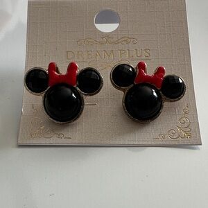 Dream Plus Kids Black & Red Minnie-Inspired Bow Stud Earrings